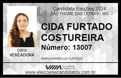 Candidato CIDA FURTADO COSTUREIRA 2024 - SÃO THOMÉ DAS LETRAS - Eleições