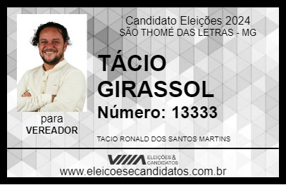 Candidato TÁCIO  GIRASSOL 2024 - SÃO THOMÉ DAS LETRAS - Eleições