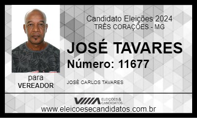 Candidato JOSÉ TAVARES 2024 - TRÊS CORAÇÕES - Eleições