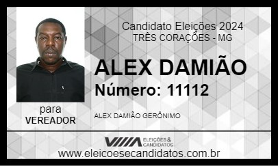 Candidato ALEX DAMIÃO 2024 - TRÊS CORAÇÕES - Eleições