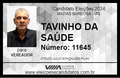 Candidato TAVINHO DA SAÚDE 2024 - MATIAS BARBOSA - Eleições