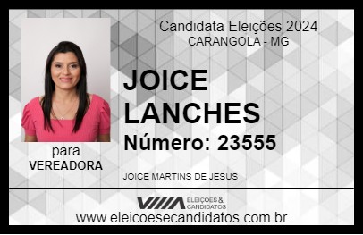 Candidato JOICE LANCHES 2024 - CARANGOLA - Eleições