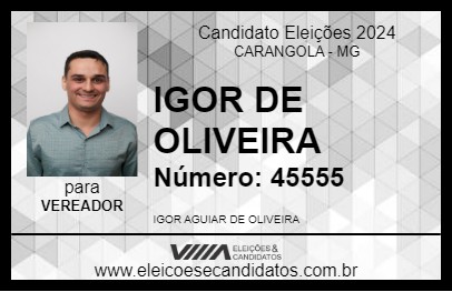 Candidato IGOR DE OLIVEIRA 2024 - CARANGOLA - Eleições