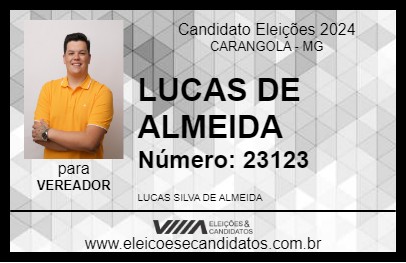 Candidato LUCAS DE ALMEIDA 2024 - CARANGOLA - Eleições