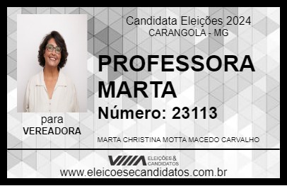 Candidato PROFESSORA MARTA 2024 - CARANGOLA - Eleições