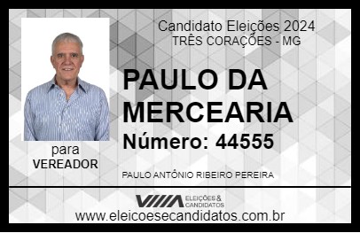 Candidato PAULO DA MERCEARIA 2024 - TRÊS CORAÇÕES - Eleições