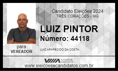 Candidato LUIZ PINTOR 2024 - TRÊS CORAÇÕES - Eleições