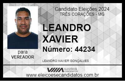 Candidato LEANDRO XAVIER 2024 - TRÊS CORAÇÕES - Eleições