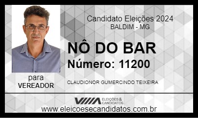 Candidato NÔ DO BAR 2024 - BALDIM - Eleições