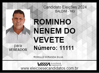 Candidato ROMINHO NENEM DO VEVETE 2024 - BALDIM - Eleições