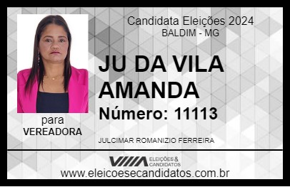 Candidato JU DA VILA AMANDA 2024 - BALDIM - Eleições