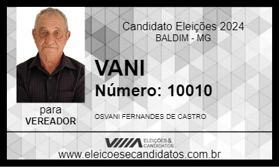 Candidato VANI 2024 - BALDIM - Eleições