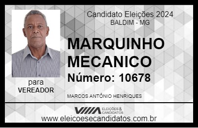 Candidato MARQUINHO MECANICO 2024 - BALDIM - Eleições