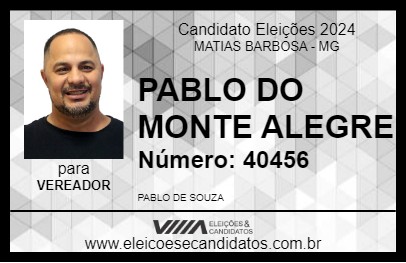 Candidato PABLO DO MONTE ALEGRE 2024 - MATIAS BARBOSA - Eleições