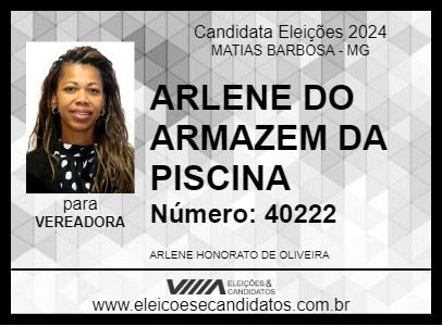 Candidato ARLENE DO ARMAZEM DA PISCINA 2024 - MATIAS BARBOSA - Eleições