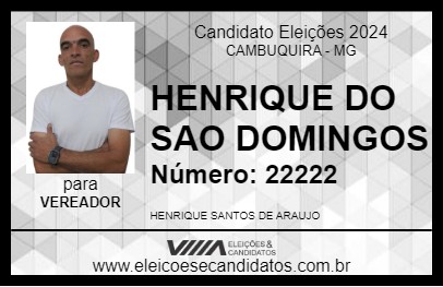 Candidato HENRIQUE DO SAO DOMINGOS 2024 - CAMBUQUIRA - Eleições