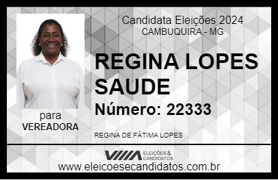 Candidato REGINA LOPES SAUDE 2024 - CAMBUQUIRA - Eleições