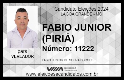 Candidato FABIO JUNIOR (PIRIÁ) 2024 - LAGOA GRANDE - Eleições