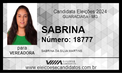 Candidato SABRINA 2024 - GUARACIABA - Eleições