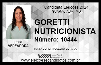 Candidato GORETTI NUTRICIONISTA 2024 - GUARACIABA - Eleições