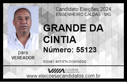 Candidato GRANDE DA CINTIA 2024 - ENGENHEIRO CALDAS - Eleições