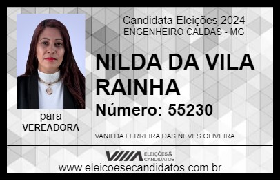 Candidato NILDA DA VILA RAINHA 2024 - ENGENHEIRO CALDAS - Eleições