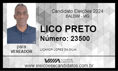 Candidato LICO PRETO 2024 - BALDIM - Eleições