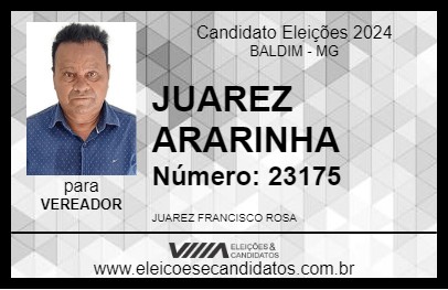 Candidato JUAREZ ARARINHA 2024 - BALDIM - Eleições