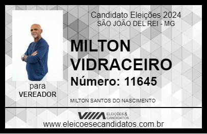 Candidato MILTON VIDRACEIRO 2024 - SÃO JOÃO DEL REI - Eleições