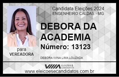 Candidato DEBORA DA ACADEMIA 2024 - ENGENHEIRO CALDAS - Eleições