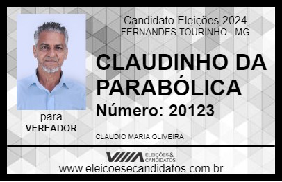 Candidato CLAUDINHO DA PARABÓLICA 2024 - FERNANDES TOURINHO - Eleições