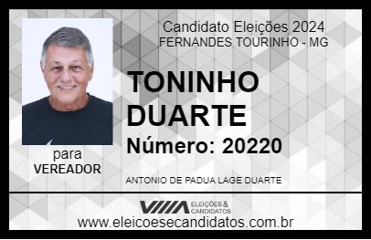 Candidato TONINHO DUARTE 2024 - FERNANDES TOURINHO - Eleições