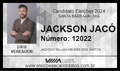 Candidato JACKSON JACÓ 2024 - SANTA BÁRBARA - Eleições