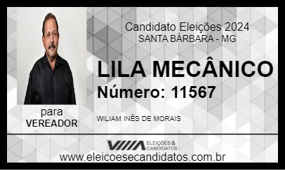 Candidato LILA MECÂNICO 2024 - SANTA BÁRBARA - Eleições