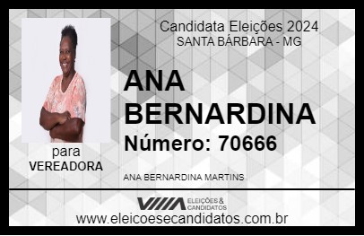 Candidato ANA BERNARDINA 2024 - SANTA BÁRBARA - Eleições