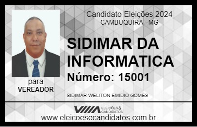 Candidato SIDIMAR DA INFORMATICA 2024 - CAMBUQUIRA - Eleições