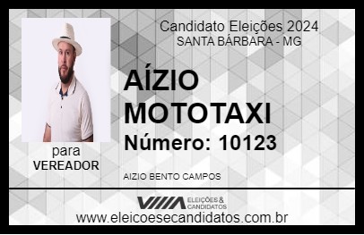 Candidato AÍZIO MOTOTAXI 2024 - SANTA BÁRBARA - Eleições