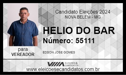 Candidato HELIO DO BAR 2024 - NOVA BELÉM - Eleições