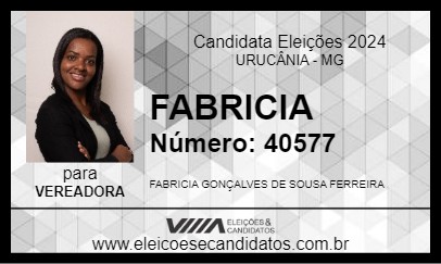 Candidato FABRICIA 2024 - URUCÂNIA - Eleições