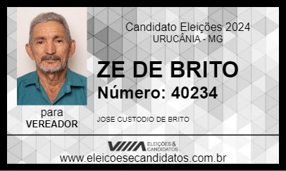 Candidato ZE DE BRITO 2024 - URUCÂNIA - Eleições