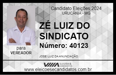 Candidato ZÉ LUIZ DO SINDICATO 2024 - URUCÂNIA - Eleições