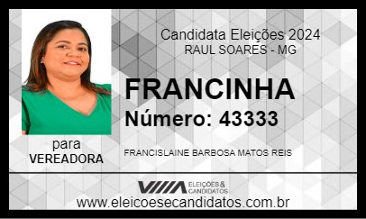 Candidato FRANCINHA 2024 - RAUL SOARES - Eleições