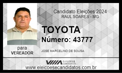 Candidato TOYOTA 2024 - RAUL SOARES - Eleições