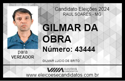 Candidato GILMAR DA OBRA 2024 - RAUL SOARES - Eleições