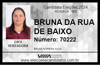 Candidato BRUNA DA RUA DE BAIXO 2024 - ACAIACA - Eleições