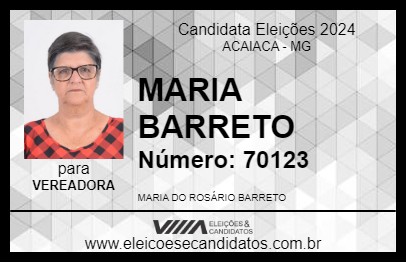 Candidato MARIA BARRETO 2024 - ACAIACA - Eleições