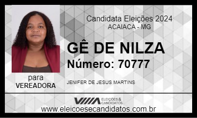 Candidato GÊ DE NILZA 2024 - ACAIACA - Eleições