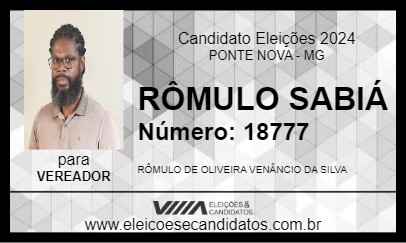 Candidato RÔMULO SABIÁ 2024 - PONTE NOVA - Eleições