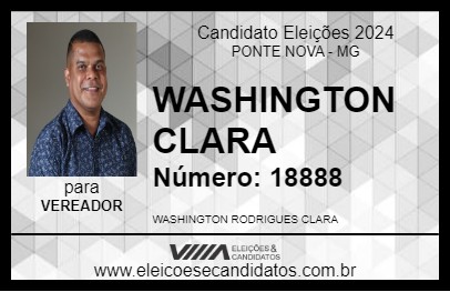 Candidato WASHINGTON CLARA 2024 - PONTE NOVA - Eleições