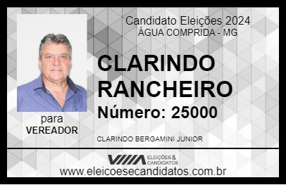 Candidato CLARINDO RANCHEIRO 2024 - ÁGUA COMPRIDA - Eleições